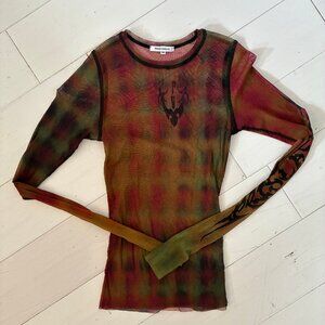 Long Sleeve Mesh Top - Pixel Tattoo